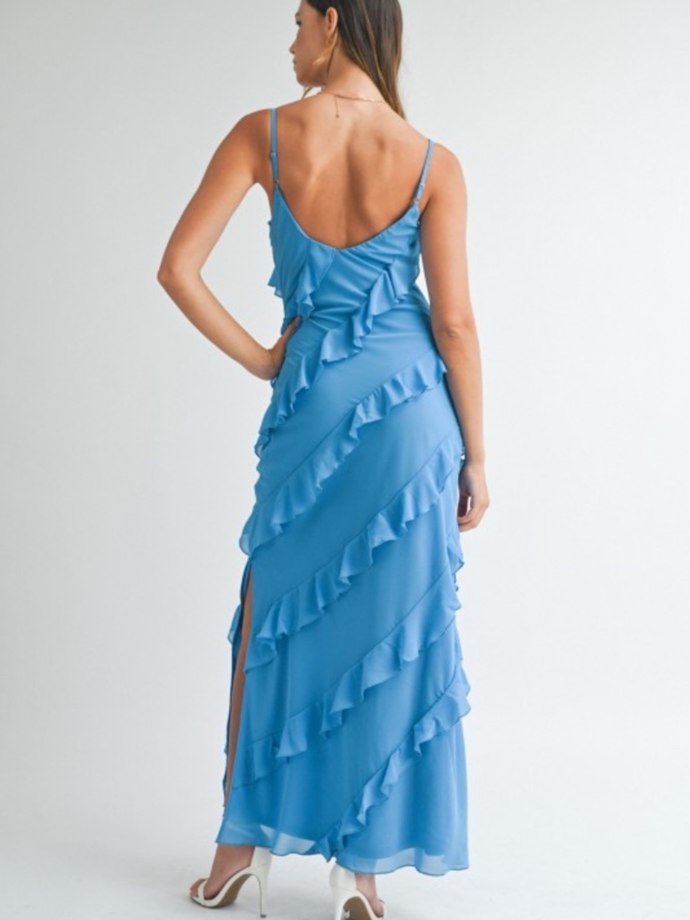Asymetrical Tiered Ruffled Maxi Dress - Picture 5 of 6